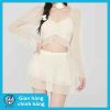 Set Áo Croptop Tay Dài Kèm Chân Váy Tầng